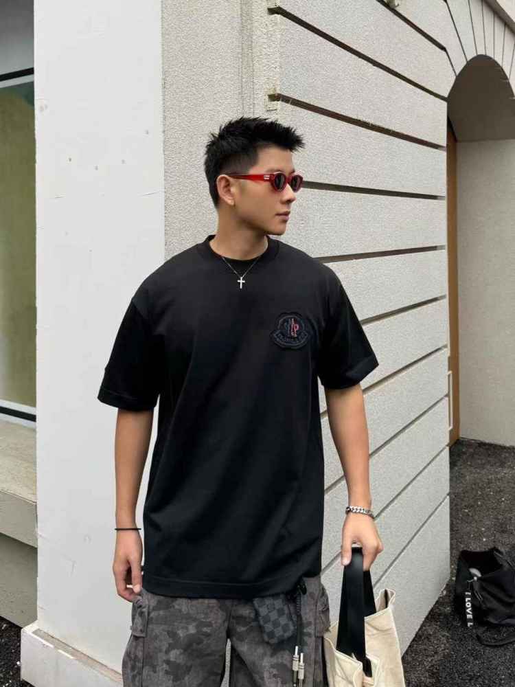 Moncler Black Premium Quality Baggy FIt T-shirt-thumb-5