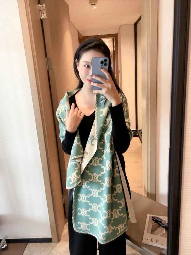 Celine Cashmere Green Premium Quality Stole-thumb-1