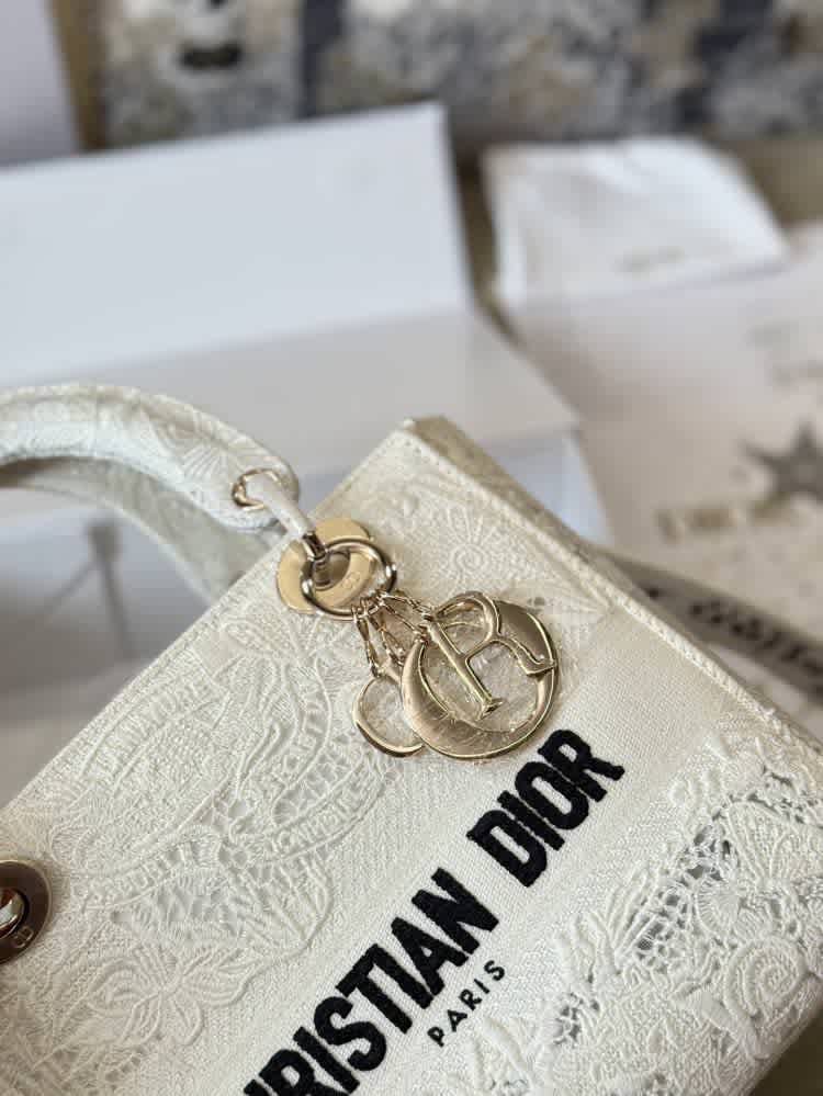 Christian Dior D Lite White Embroidered Handbag-2