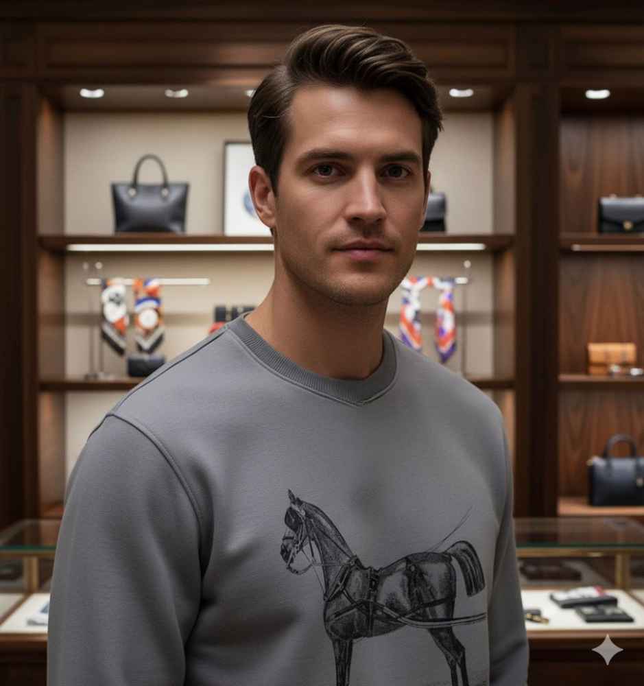 Hermes Grey Premium Quality Sweatshirt-thumb-1