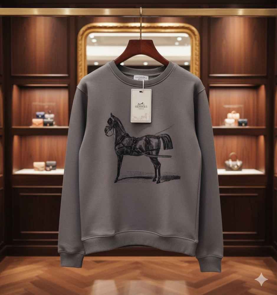 Hermes Grey Premium Quality Sweatshirt-thumb-2
