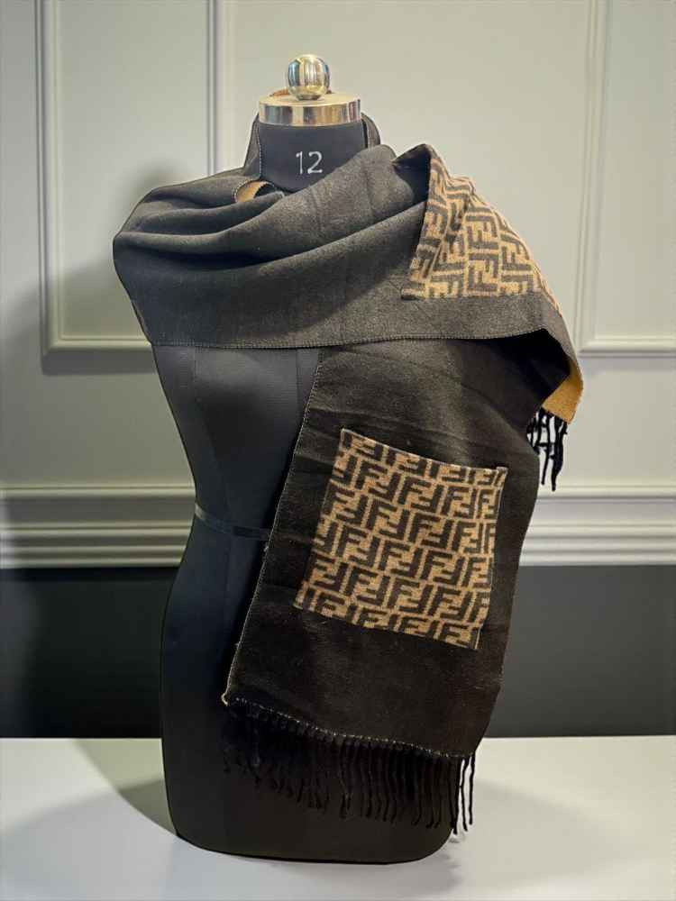 Fendi Brown Premium Quality With Pocket Stole-3