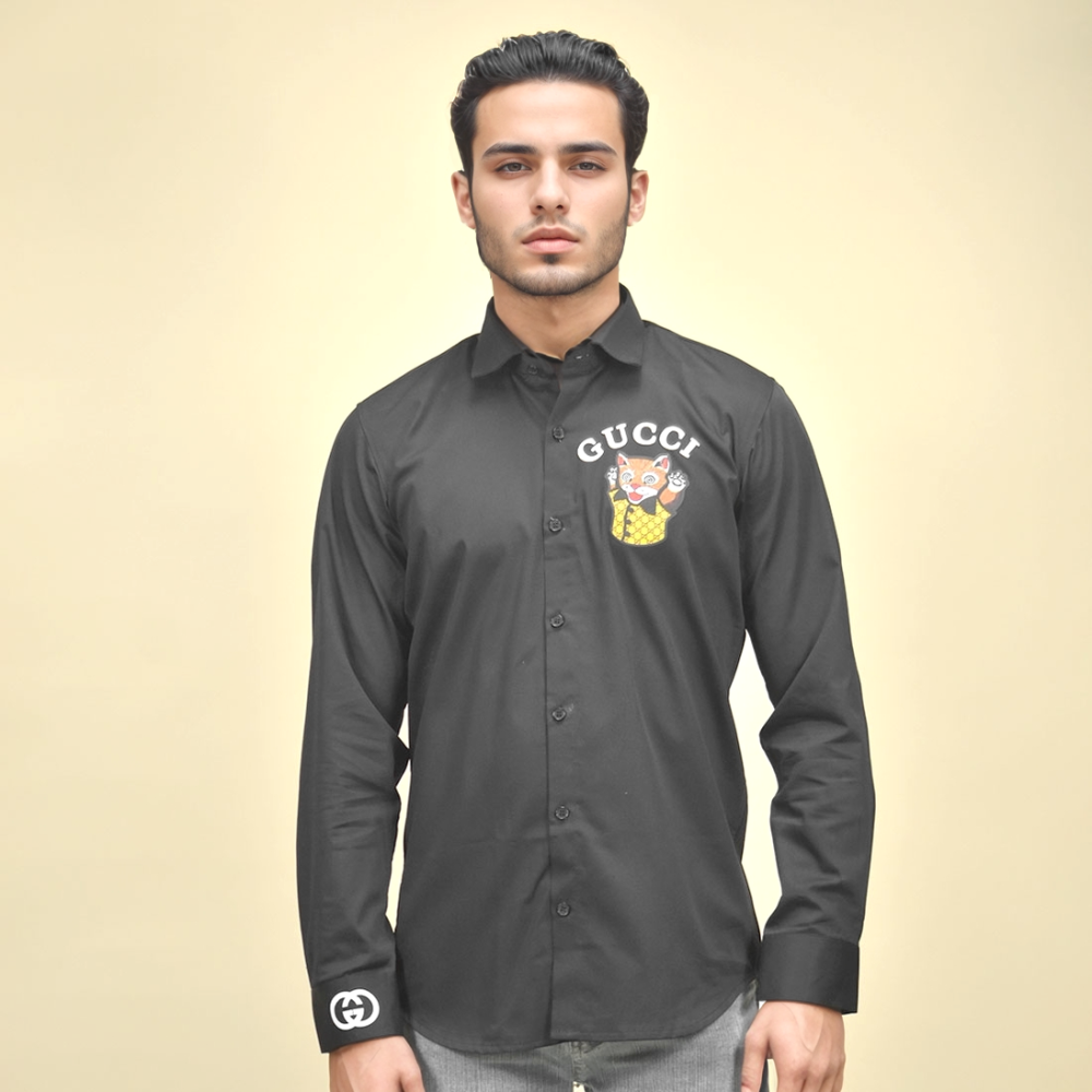 Gucci Cat Print Black Premium Shirt-thumb-1