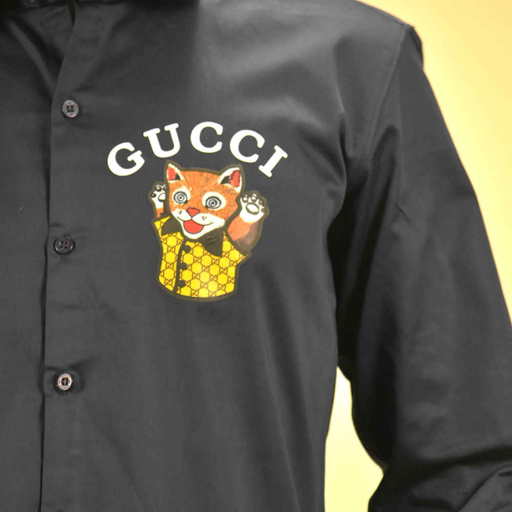Gucci Cat Print Black Premium Shirt-thumb-4