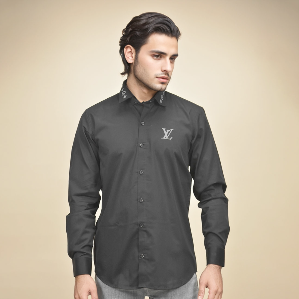 Louis Vuitton Embossed Logo Black Premium Shirt-1
