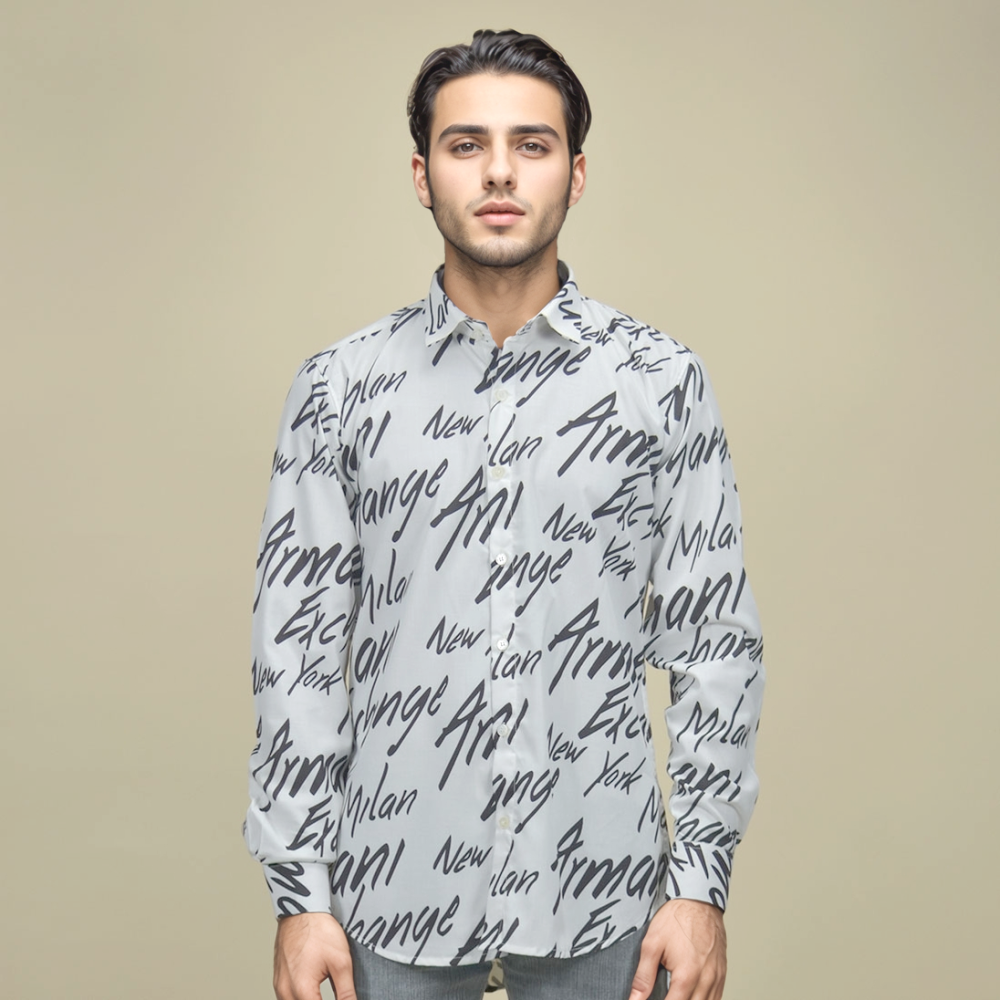 Armani Exchange Printed White Premium Quality Shirt-1
