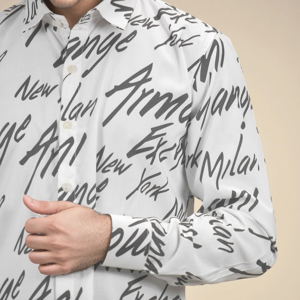 Armani Exchange Printed White Premium Quality Shirt-5