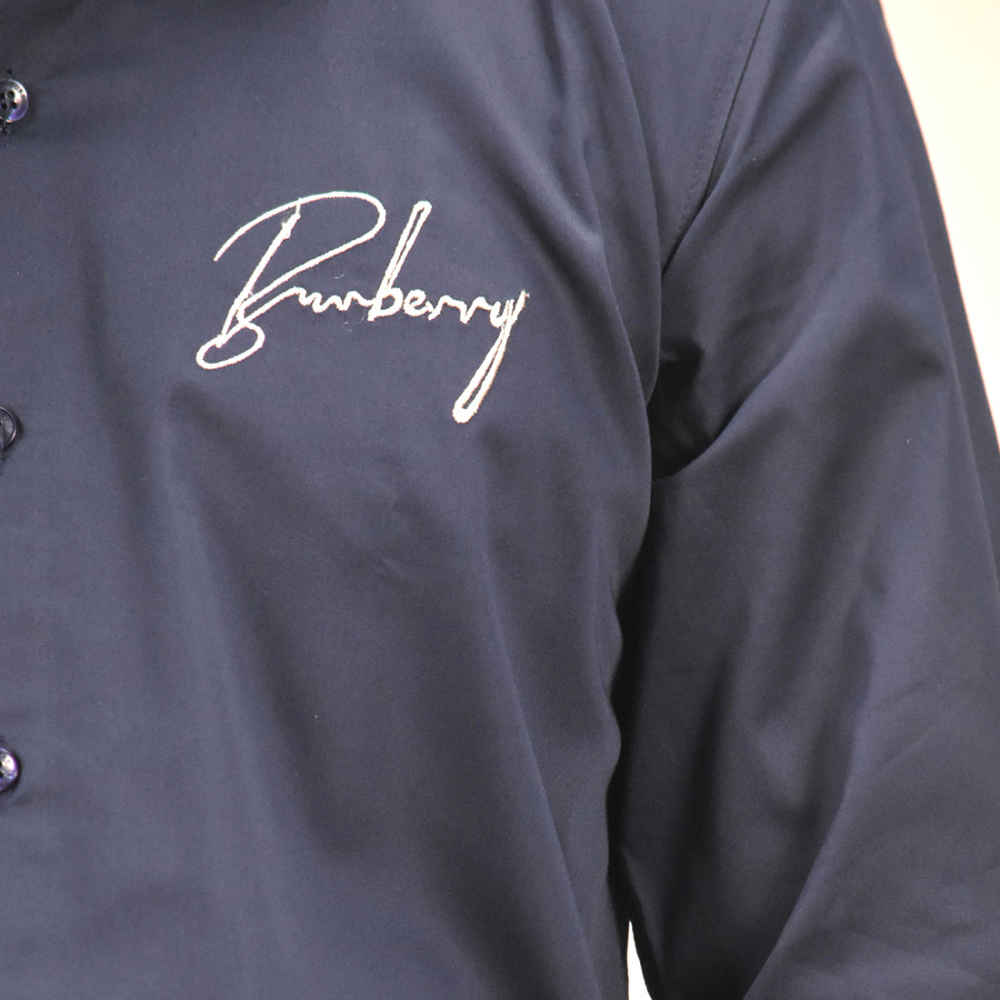 Burberry Embroidered Blue Cotton Premium Shirt-4