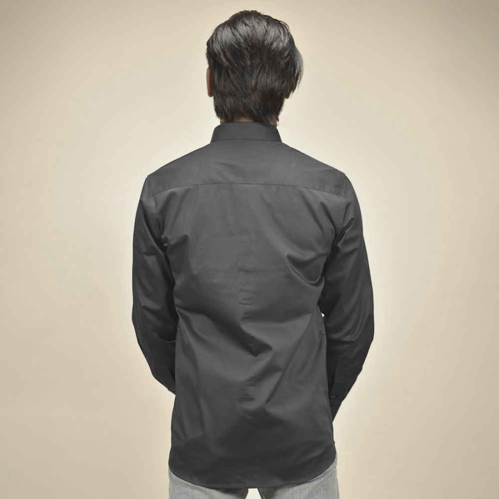 Burberry Embroidered Black Cotton Premium Shirt-thumb-3