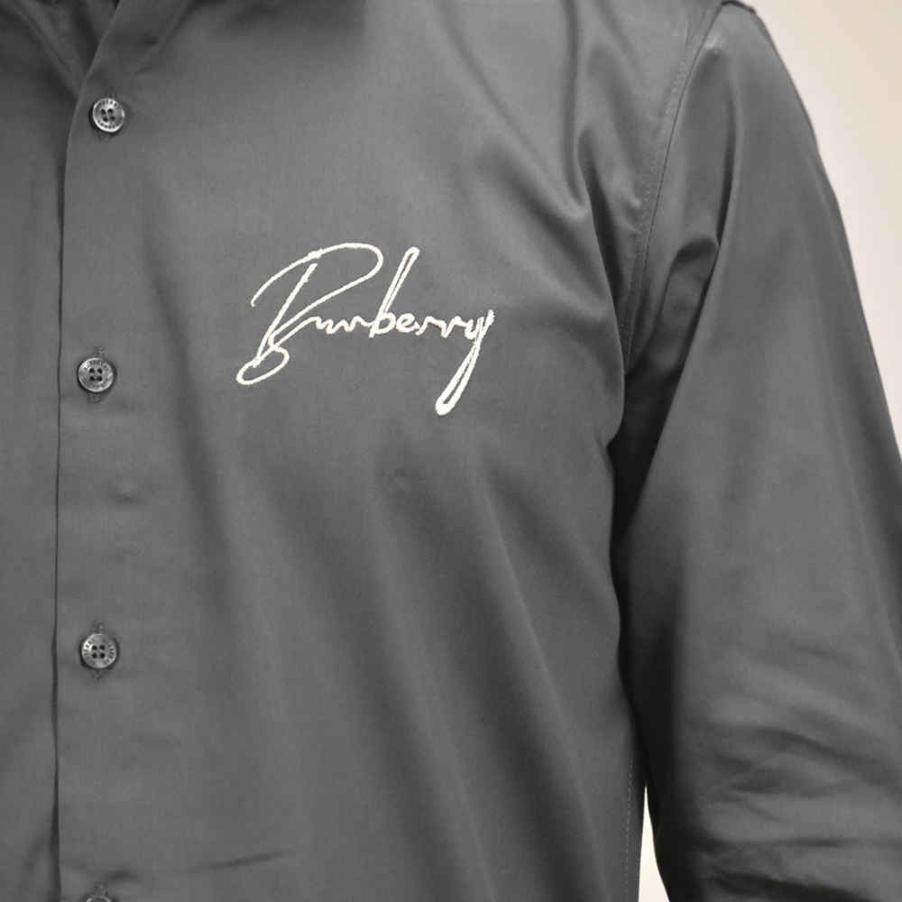 Burberry Embroidered Grey Cotton Premium Shirt-4