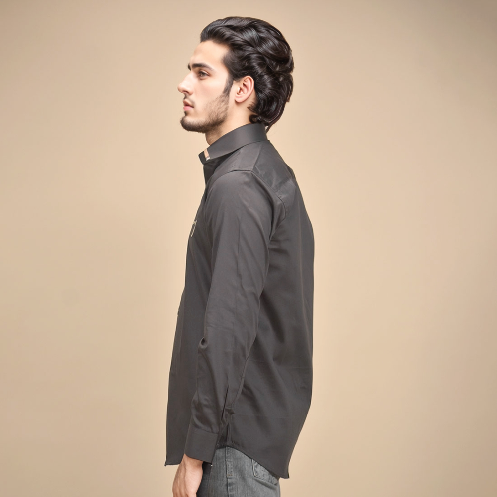 Burberry Embroidered Grey Cotton Premium Shirt-2