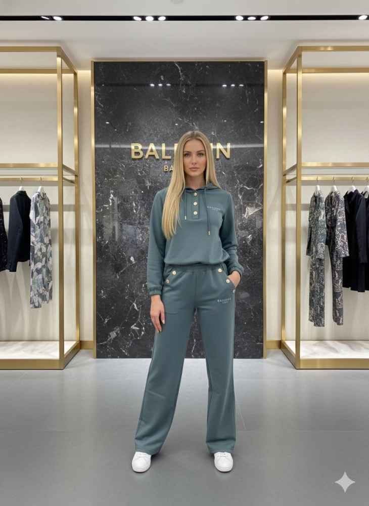 Balmain Green Premium Hood Tracksuit-1