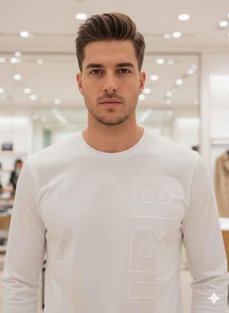 Burberry White Premium Exclusive Full Sleeves Round Neck T-shirt-thumb-0