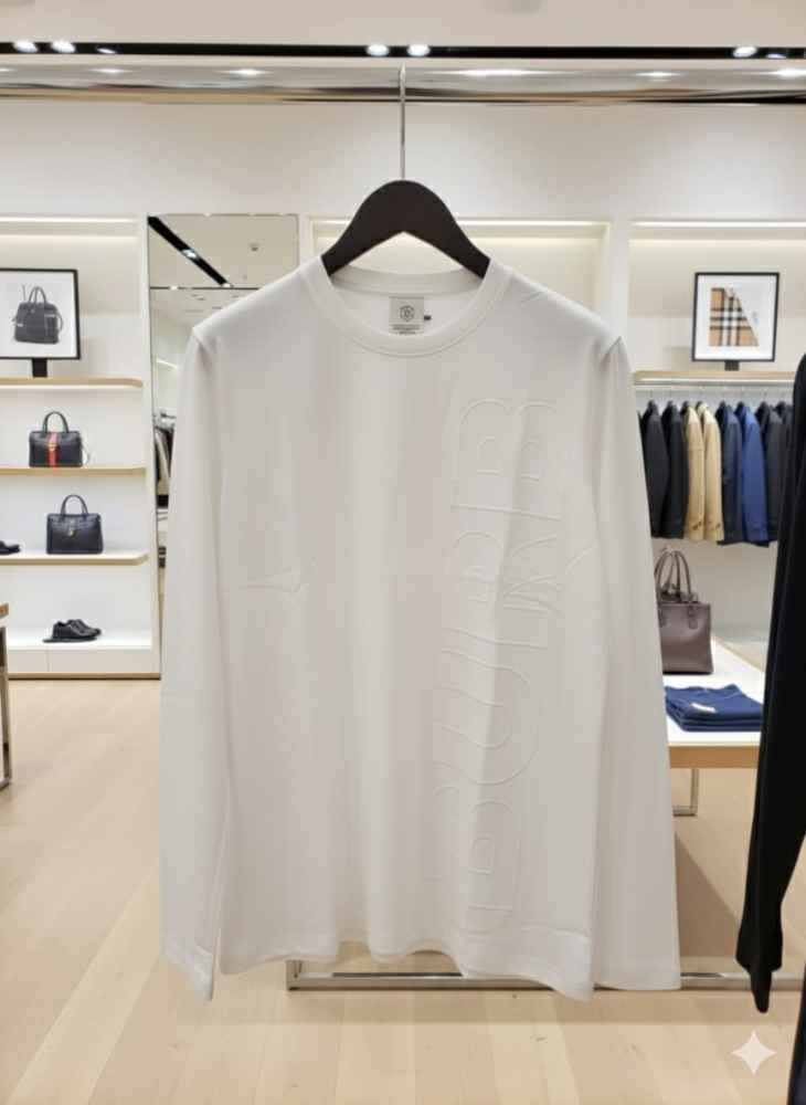 Burberry White Premium Exclusive Full Sleeves Round Neck T-shirt-thumb-2