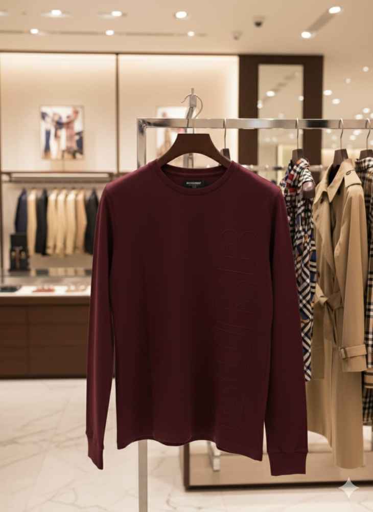 Burberry Wine Premium Exclusive Full Sleeves Round Neck T-shirt-thumb-1