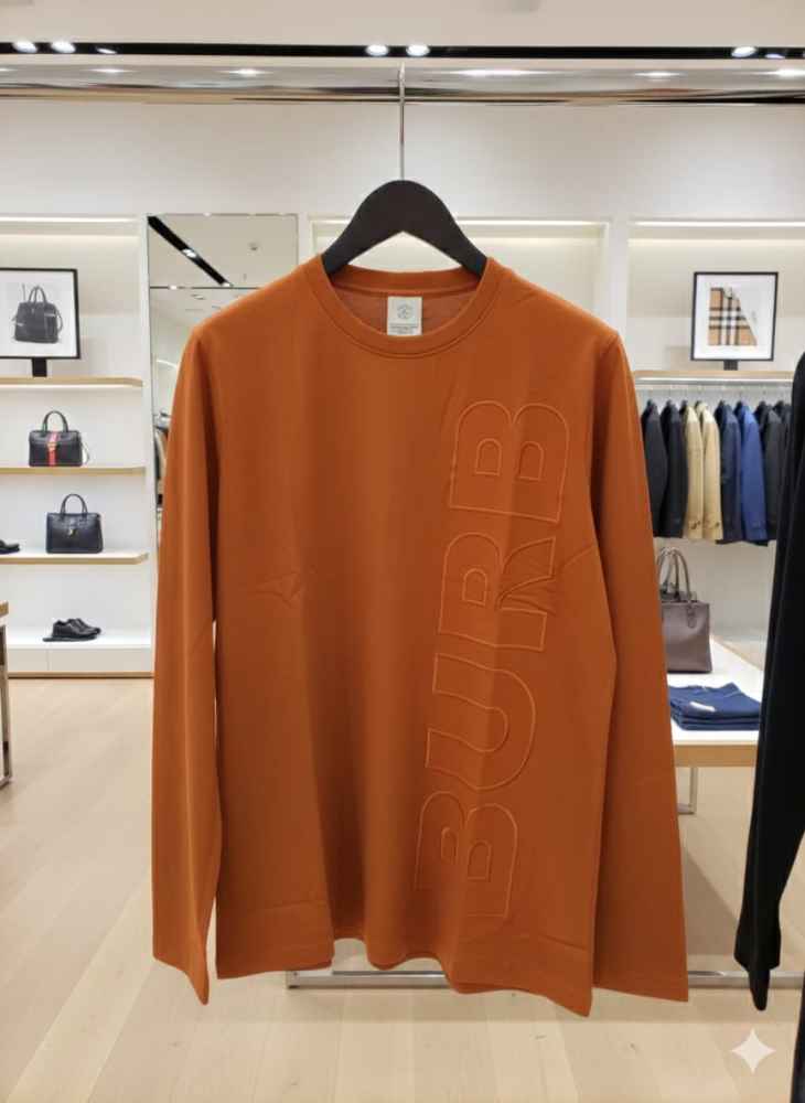 Burberry Orange Premium Exclusive Full Sleeves Round Neck T-shirt-thumb-2