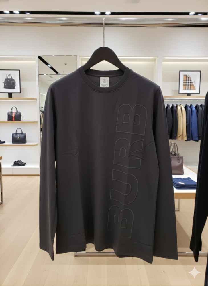 Burberry Dark Grey Premium Exclusive Full Sleeves Round Neck T-shirt-thumb-2