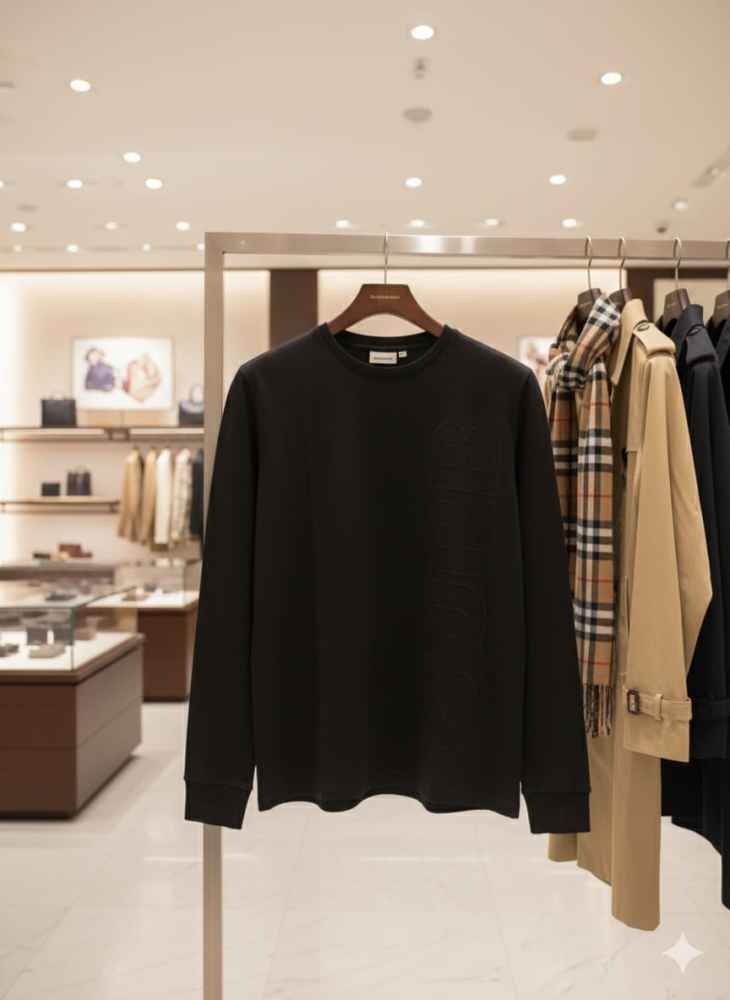 Burberry Black Premium Exclusive Full Sleeves Round Neck T-shirt-thumb-2