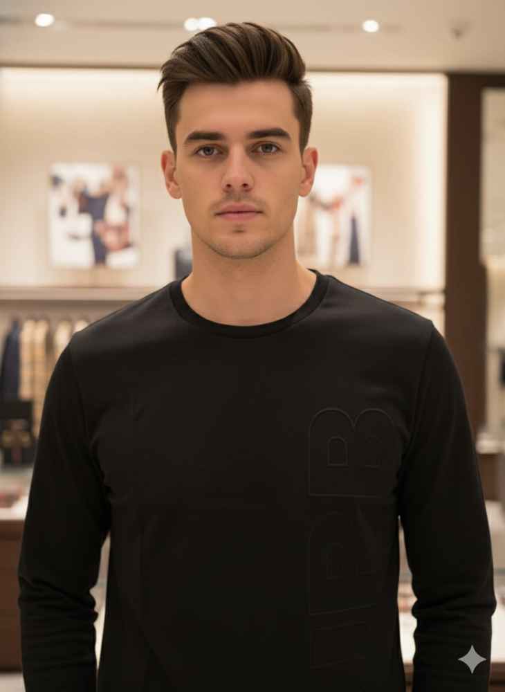 Burberry Black Premium Exclusive Full Sleeves Round Neck T-shirt-thumb-0