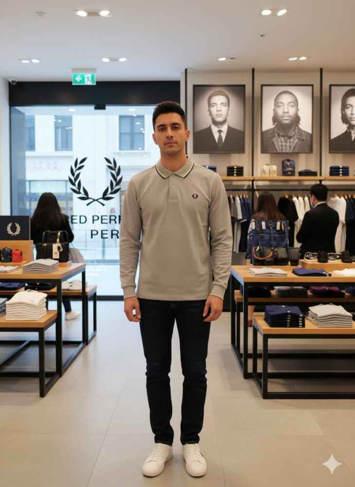 Fred Perry Embroidered logo Grey Premium T-shirt-1