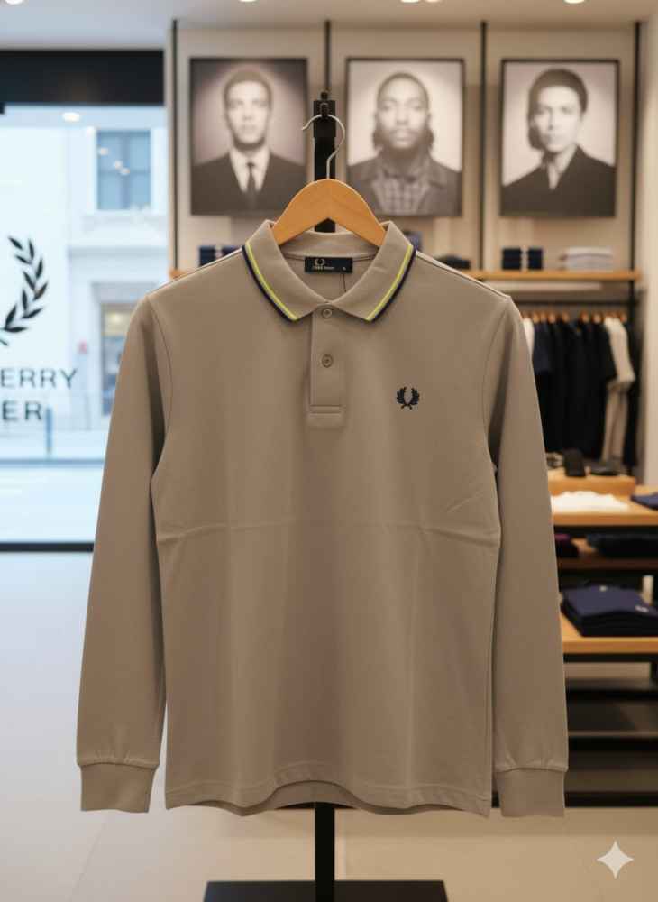 Fred Perry Embroidered logo Grey Premium T-shirt-2