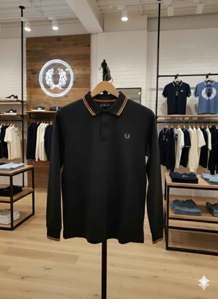 Fred Perry Embroidered logo Black Premium T-shirt-1