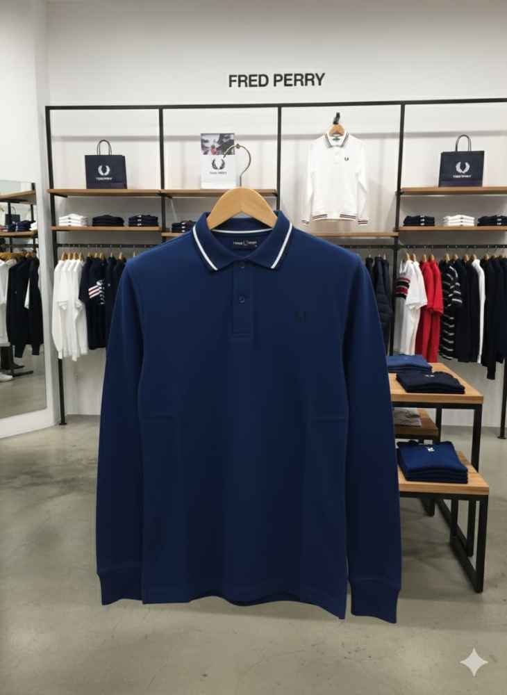 Fred Perry Embroidered logo Blue Premium T-shirt-2