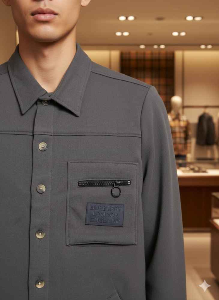 Burberry Dark Grey Premium Quality Warm Shirt-5