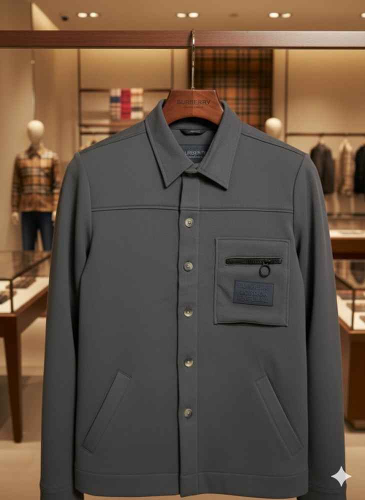 Burberry Dark Grey Premium Quality Warm Shirt-4