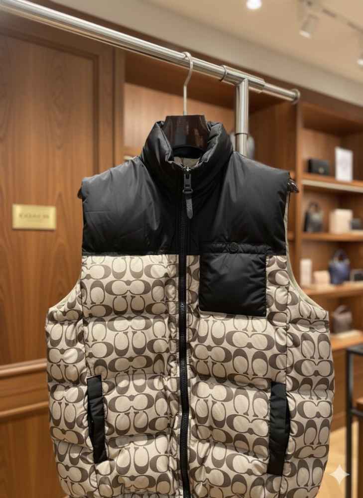 Coach Oblique Beige Premium Quality Half Jacket-thumb-4