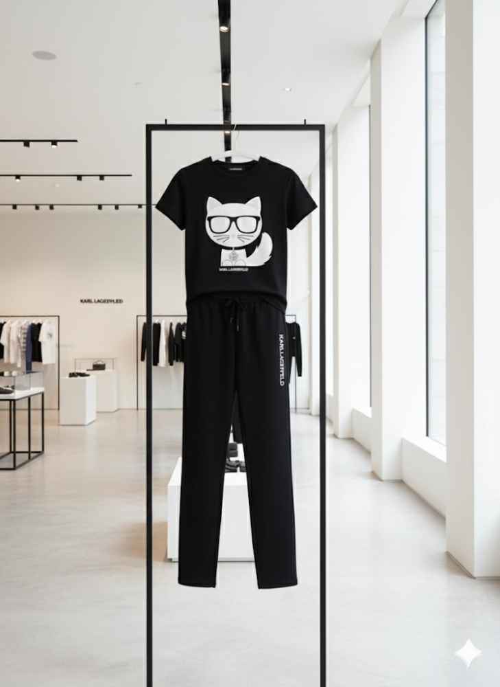 Karl Lagerfeld Black Premium Co-ord Set-thumb-1