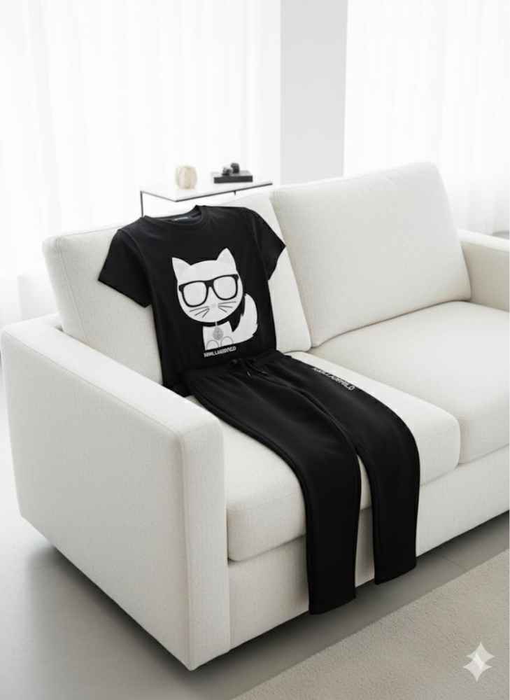 Karl Lagerfeld Black Premium Co-ord Set-thumb-2