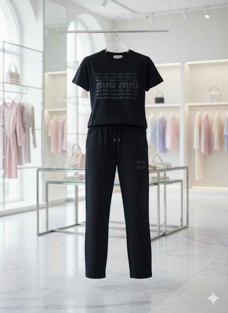 Miu Miu Black Premium Cotton Co-ord Set-3