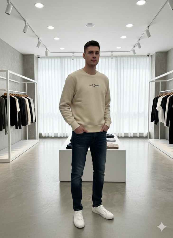 Fred Perry Beige Premium Quality Sweatshirt-thumb-1