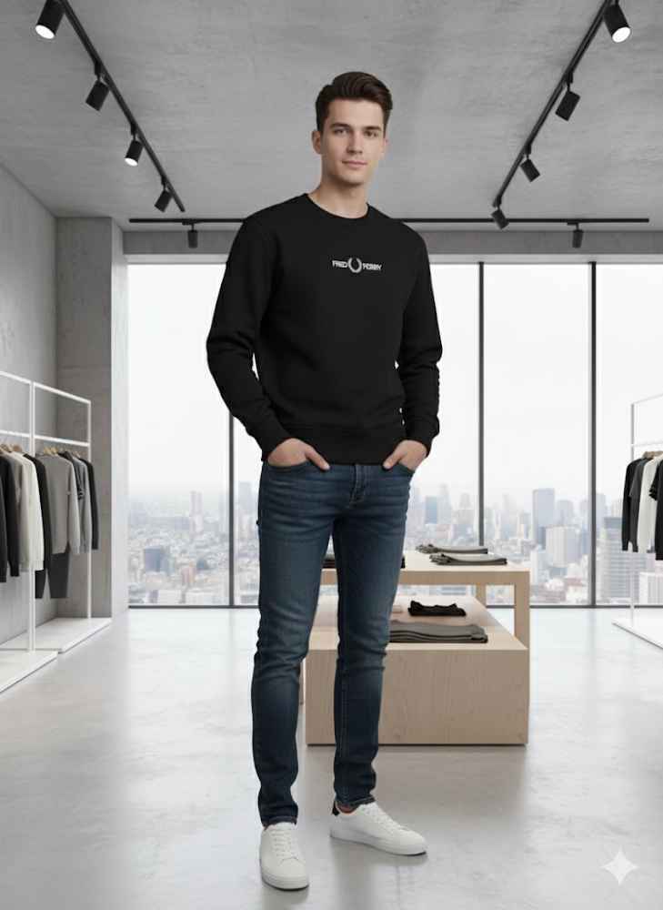 Fred Perry Black Premium Quality Sweatshirt-thumb-0