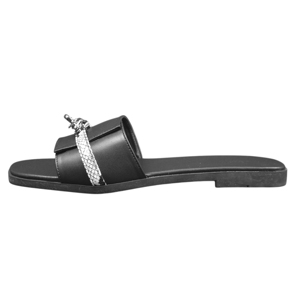Hermes Paris Birkin Black Premium Quality Women's Flat Sandals-thumb-1