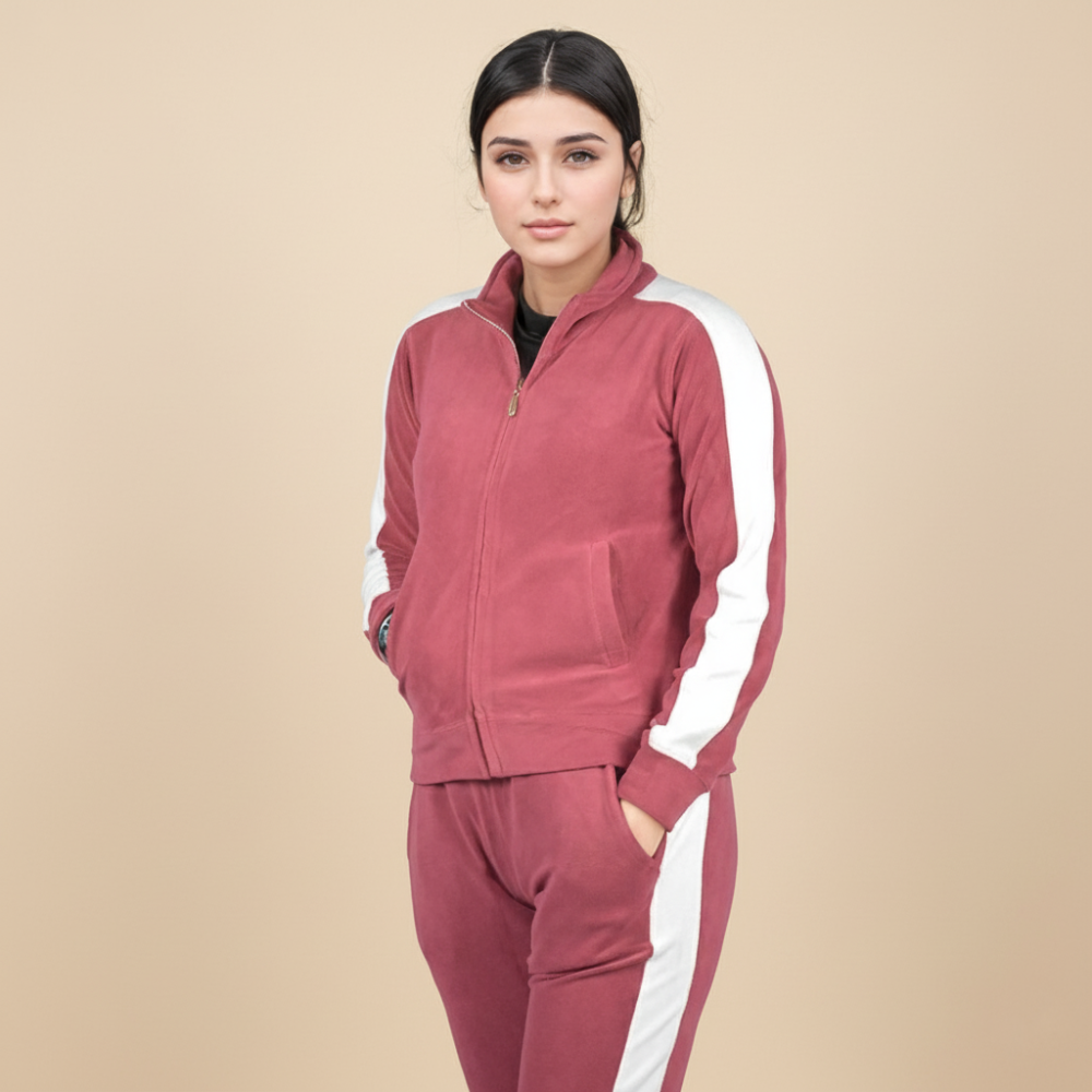Zara Maroon & White Premium Quality Tracksuit-thumb-0