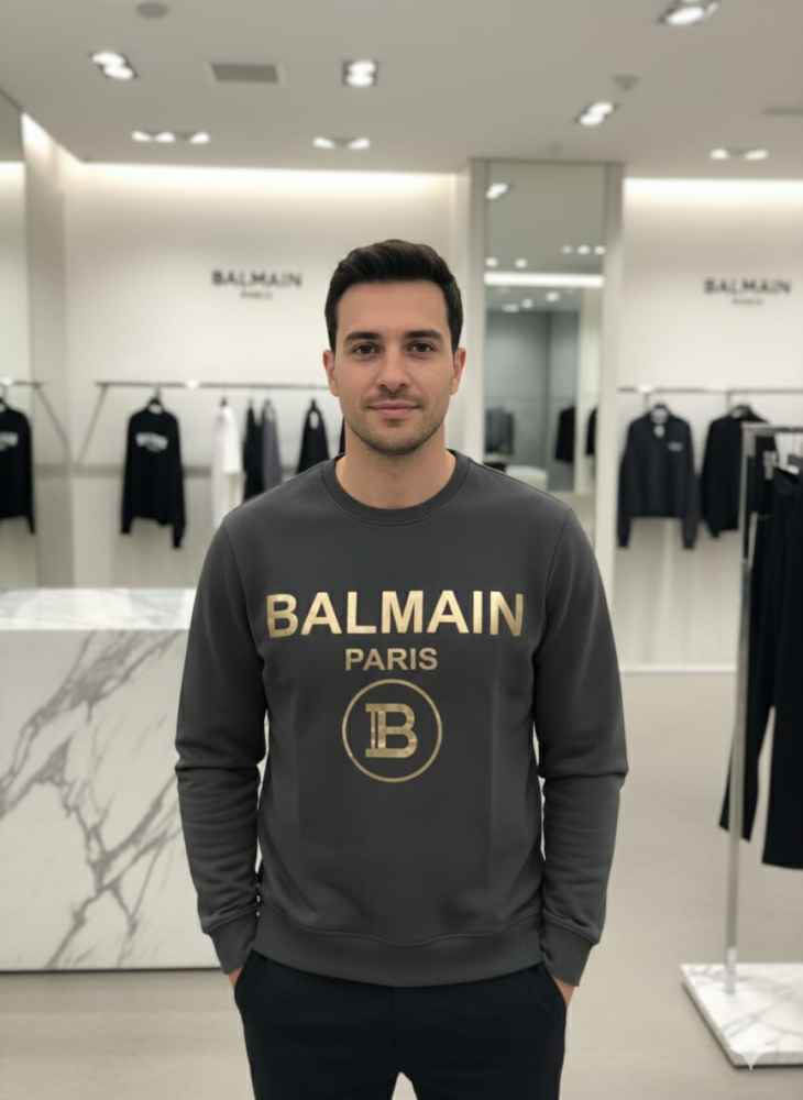 Balmain Dark Grey Premium Quality Sweatshirt-thumb-0