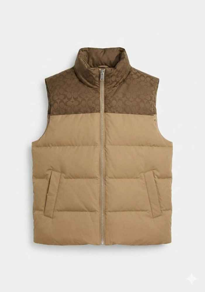 Coach Oblique Beige Premium Quality Half Jacket-thumb-1