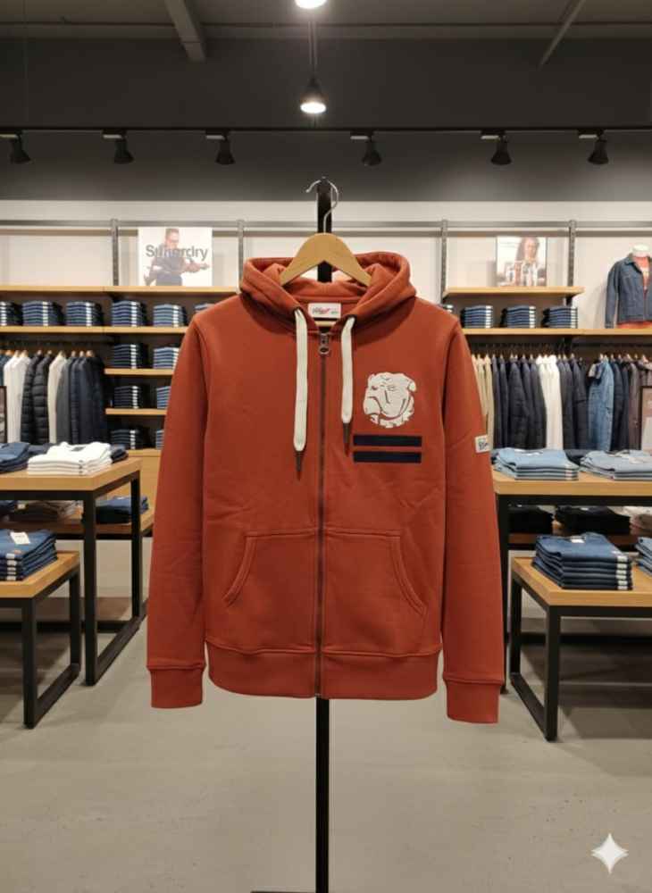 Superdry Brown Premium Quality Bulldog Patch Hoodie-2