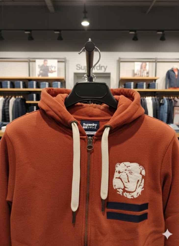 Superdry Brown Premium Quality Bulldog Patch Hoodie-3