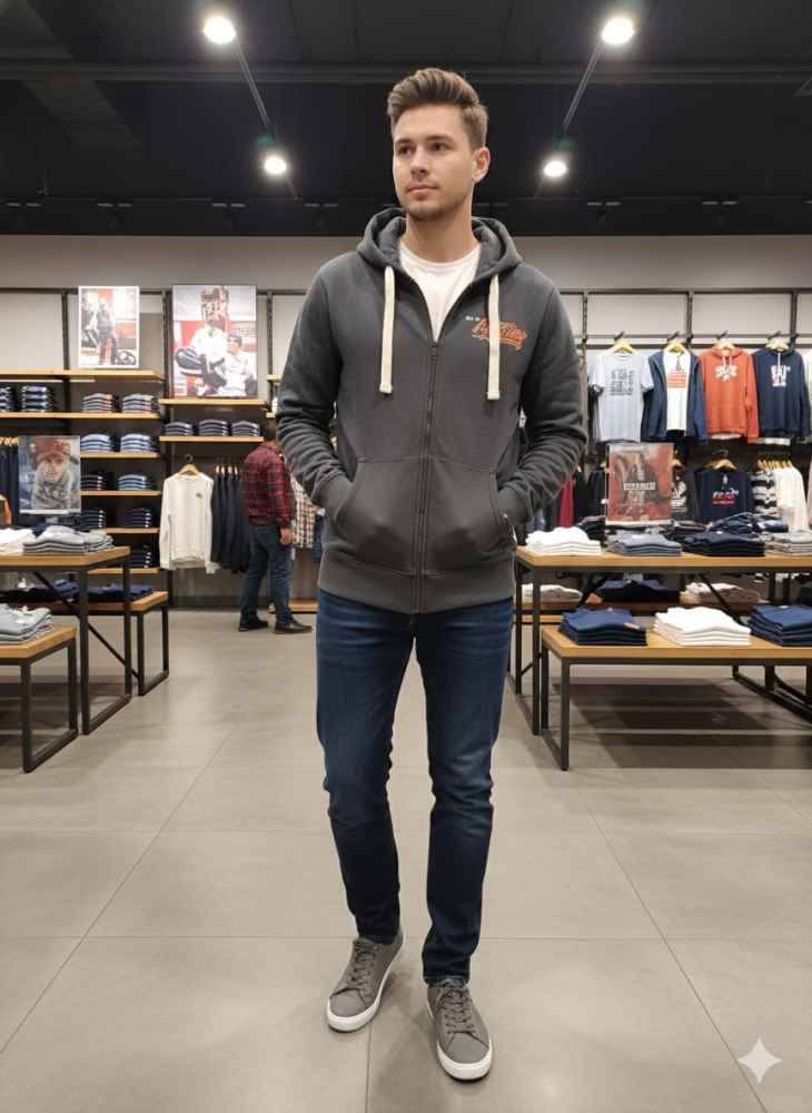 Superdry Dark Grey Premium Quality Hoodie-4