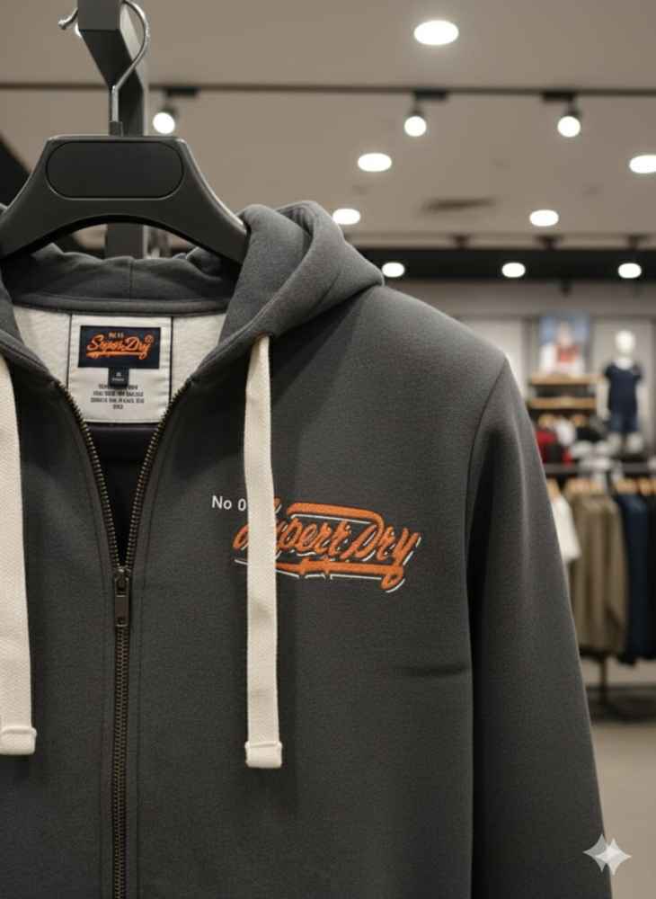 Superdry Dark Grey Premium Quality Hoodie-3