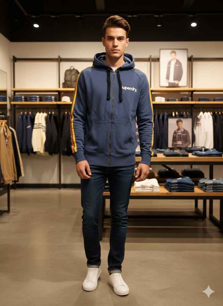 Superdry Blue Premium Quality Hoodie-3