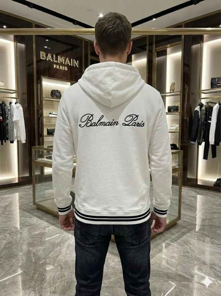 Balmain White Premium Quality Hoodie-thumb-2