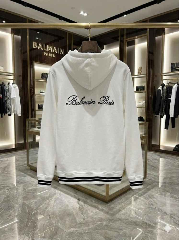 Balmain White Premium Quality Hoodie-thumb-3