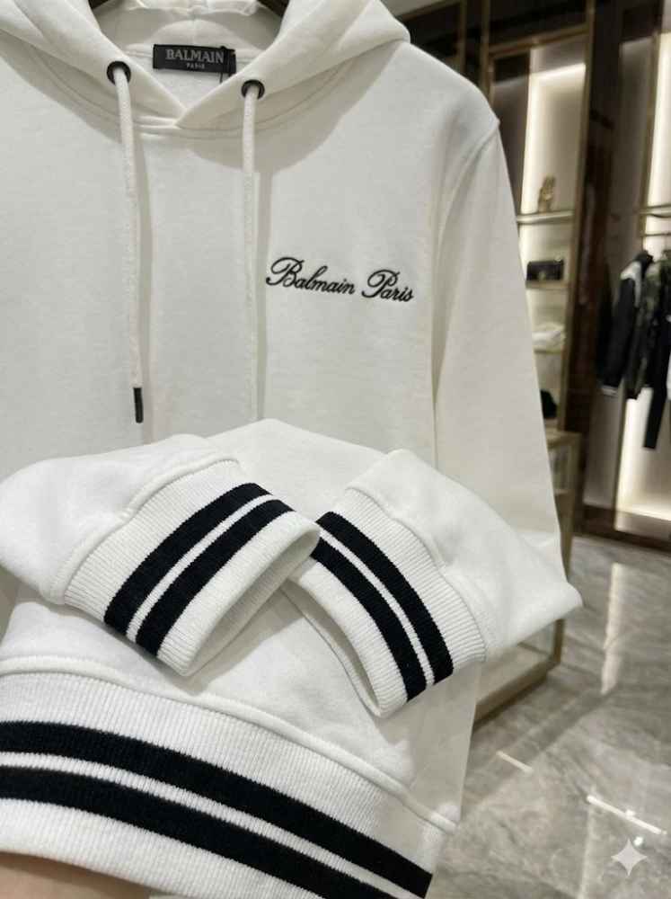 Balmain White Premium Quality Hoodie-thumb-4