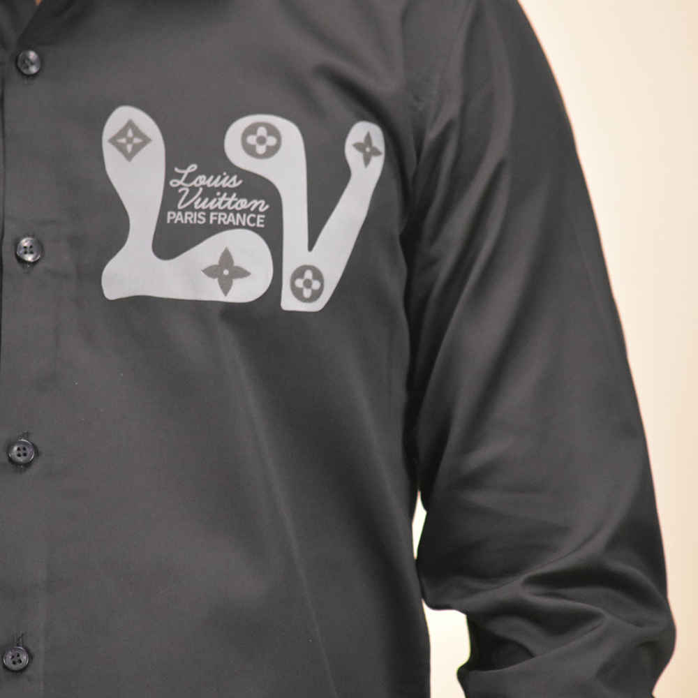 Louis Vuitton Monogram Black Premium Cotton Shirt-thumb-4