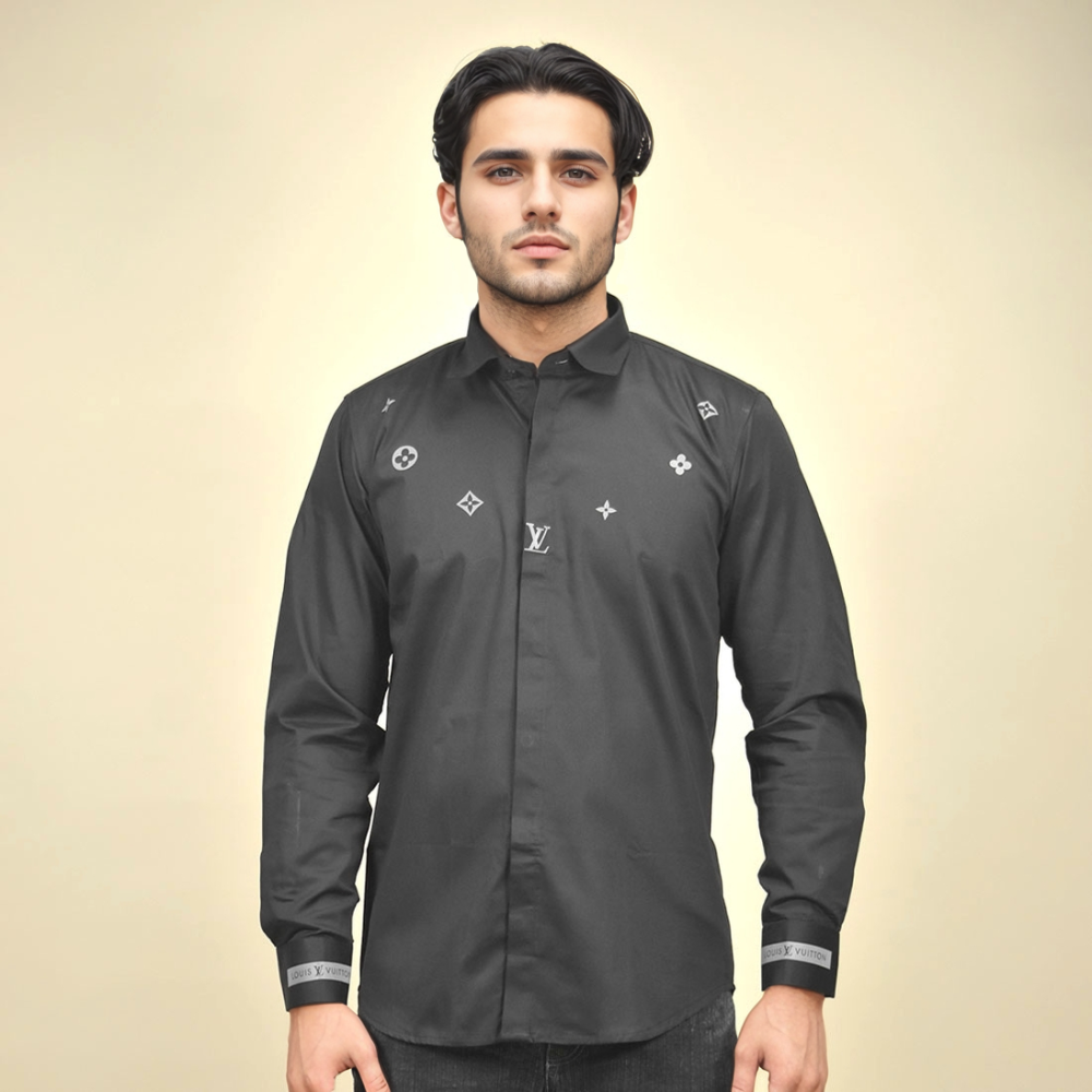 Louis Vuitton Monogram Black Premium Luxury Shirt-1