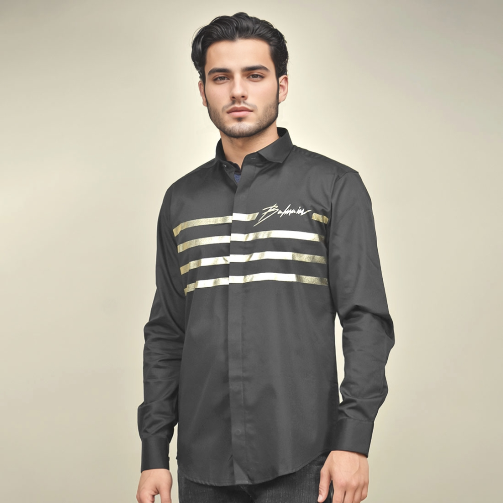 Balmain Black Premium Quality Cotton Shirt-1